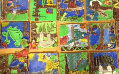 Year 4 Rainforest clay tiles